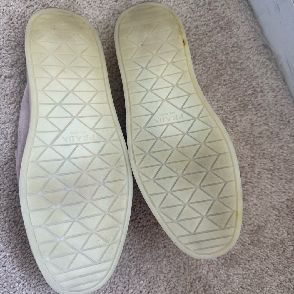 Prada Women's Light Pink Suede Slip-On Loafer Mules - Picture 4 of 6